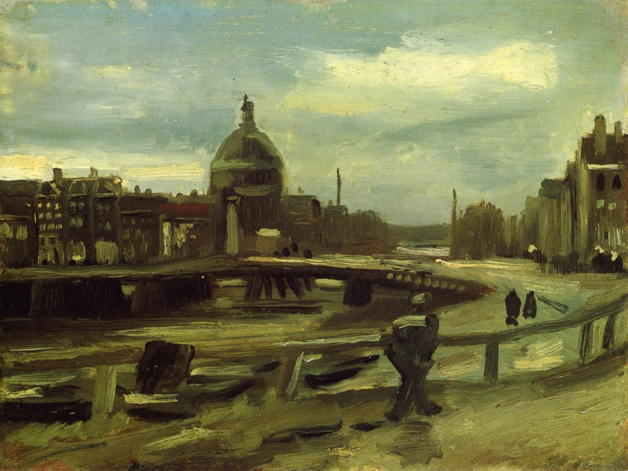 Картина Ван Гога Вид на Амстердам с центрального вокзала 1885